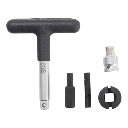 BGS Universele olie service steeksleutelset voor kunststof olieaftappluggen Aandrijving buitenzeskant 6,3 mm (1/4 inch) / uitgang buitenvierkant 10 mm (3/8 inch) 5 delig