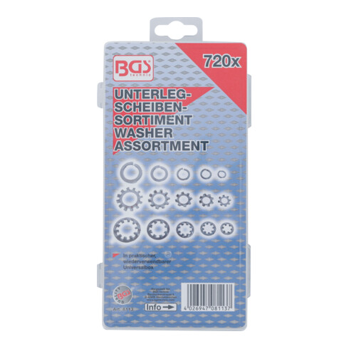 BGS Unterlegscheiben-Sortiment 8113, 720-tlg.