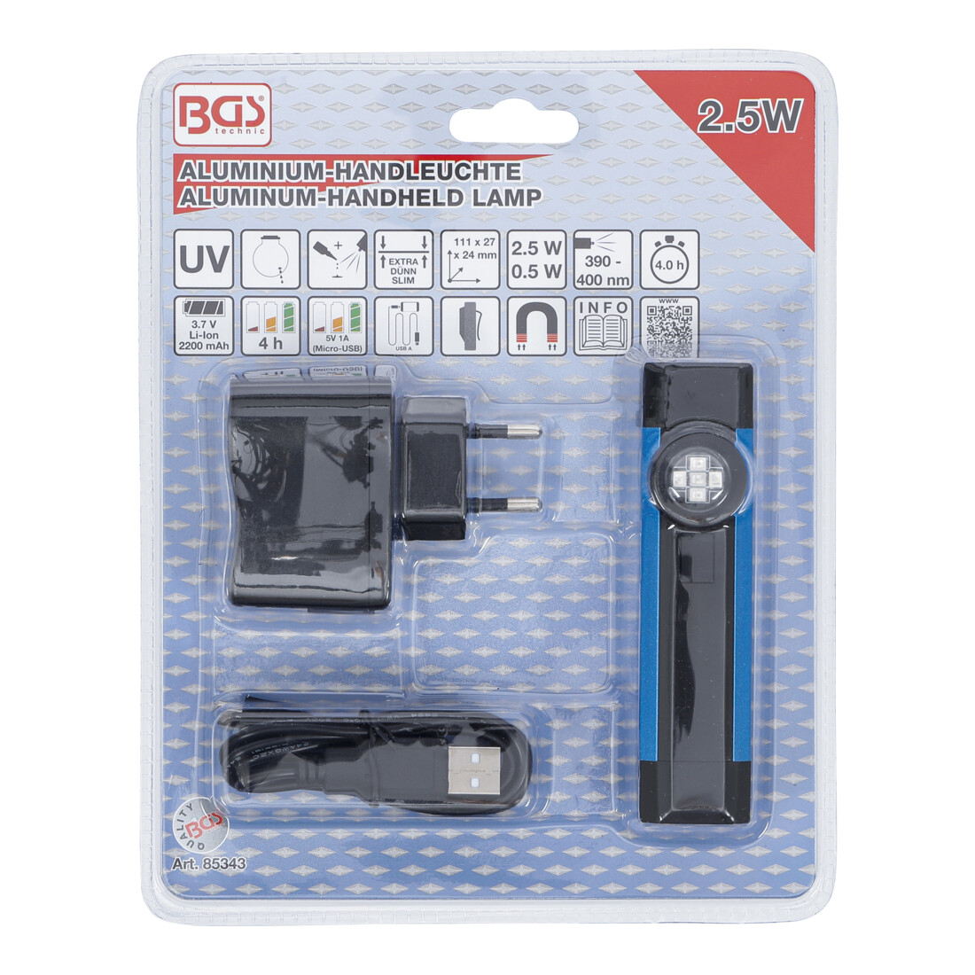 BGS UV aluminium handlamp 2,5 W