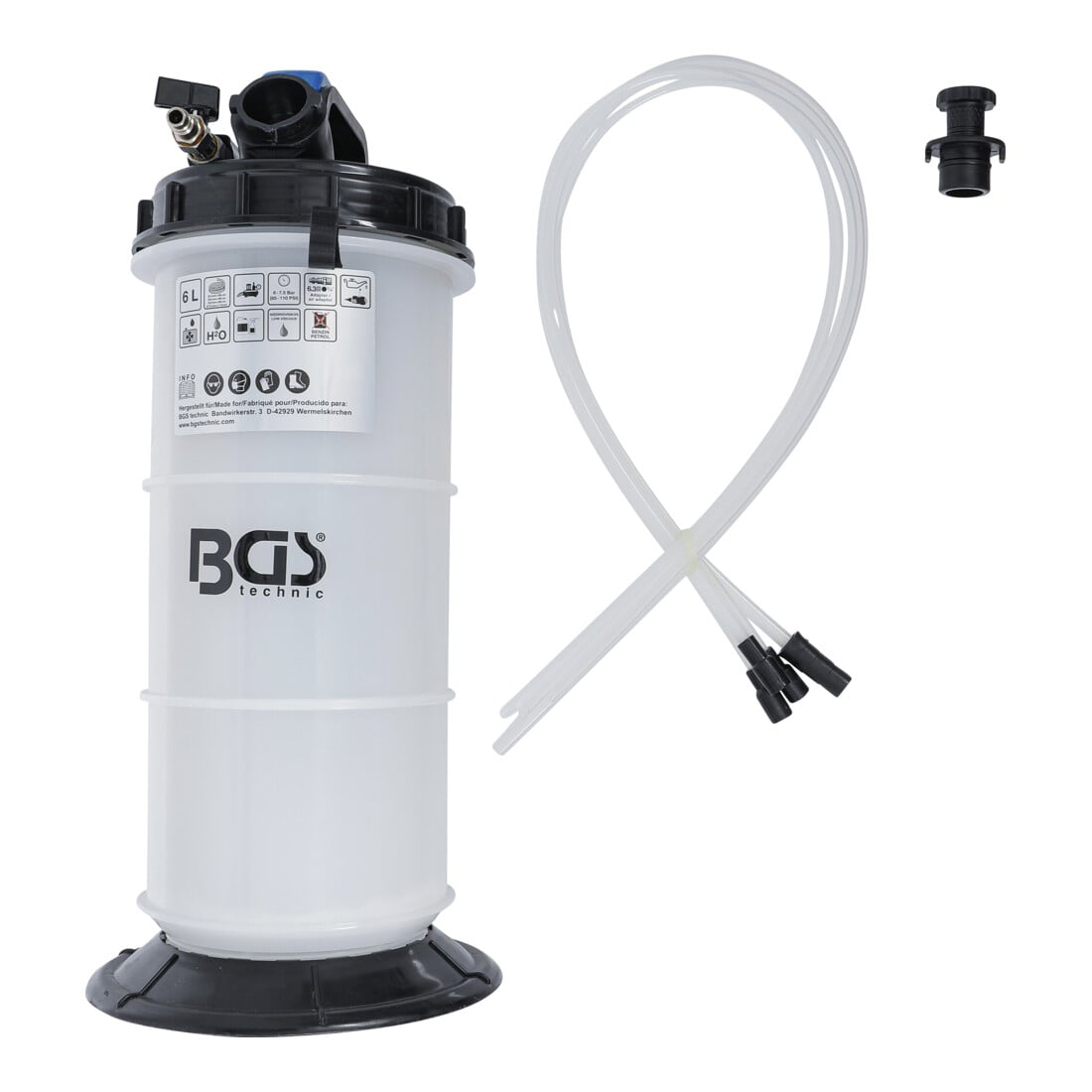 BGS Vacuüm-zuigerpomp, pneumatisch, 6 l