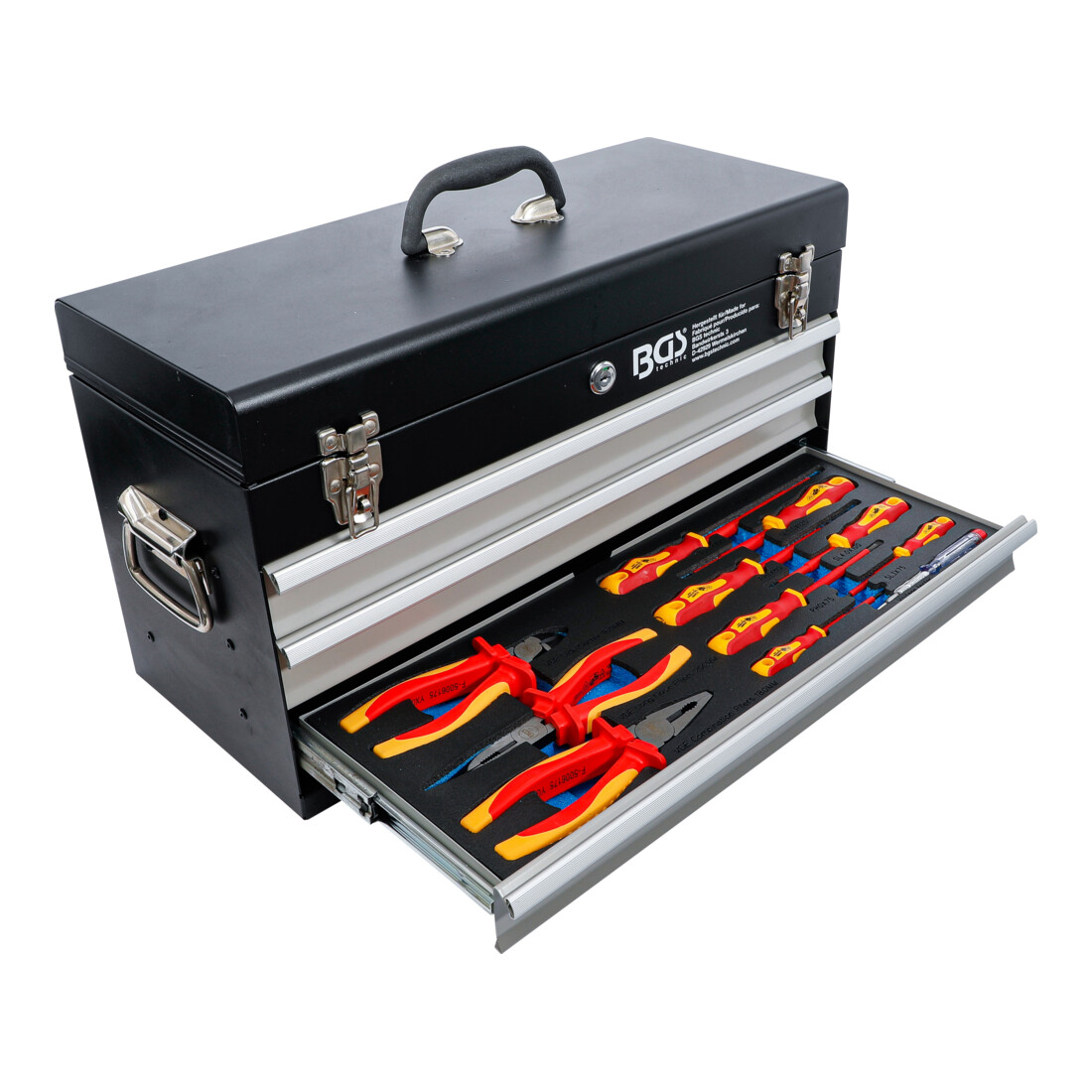 BGS Valigetta utensili in metallo, 3 cassetti, con 147 utensili
