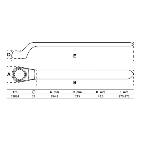 BGS VDE-Einringschlüssel 72024, tief gekröpft, SW 24 mm