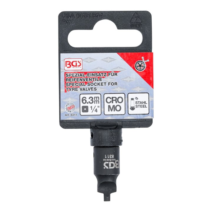 BGS Ventileindrehwerkzeug für Stahlventile Antrieb Innenvierkant 6,3 mm (1/4")