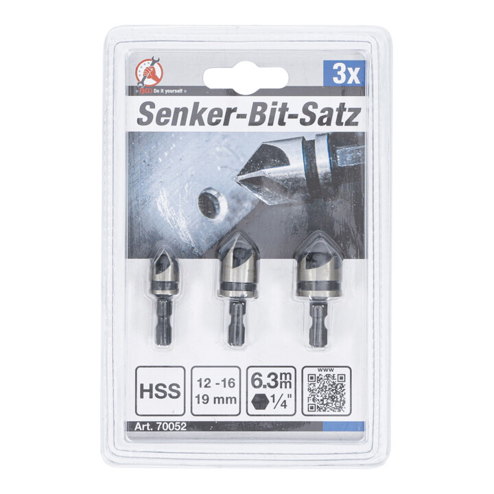 BGS Verzink-bitset | HSS | 6,3 mm (1/4") | 12 - 16 - 19 mm | 3-dlg.