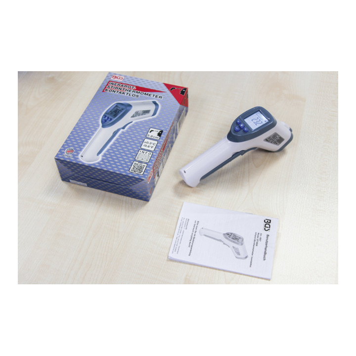 BGS Voorhoofdkoortsthermometer contactloos, infrarood voor personen + objectmeting 0 - 100°.