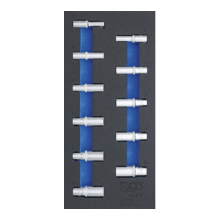 BGS Werkplaatswagen inzet 1/3: Doppen zeskant 10 mm (3/8 inch) 8 - 19 mm diep 11 delig