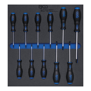 BGS Werkplaatswagen inzet 2/3: Schroevendraaier T-profiel (voor TX) T6 - T40 11 delig