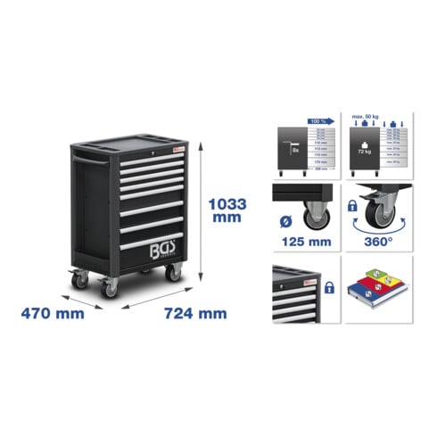 BGS Werkplaatswagen Profi Standard, 8 laden, met 234 gereedschappen