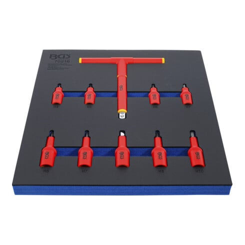 BGS Werkplaatswageninzet 2/3: VDE-bitset, aandrijving binnenvierkant 10 mm (3/8") / 12,5 mm (1/2"), binnenzeskant 4 - 10 mm, 10-dlg.