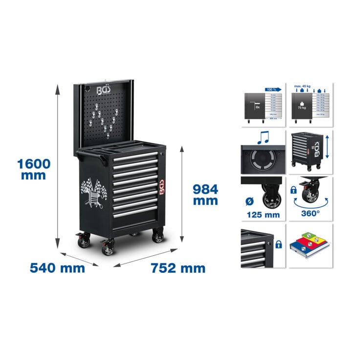 BGS Werkstattwagen 8 Schubladen leer