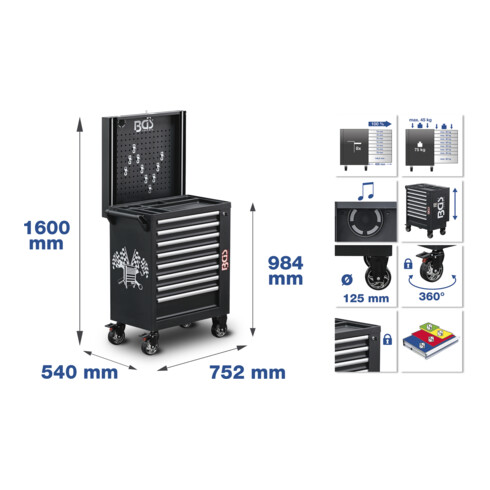 BGS Werkstattwagen 8 Schubladen mit 263 Werkzeugen