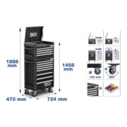 BGS Werkstattwagen Profi Standard Maxi 12 Schubladen mit 263 Werkzeugen-2