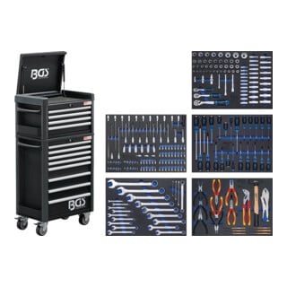 BGS Werkstattwagen Profi Standard Maxi, 12 tiroirs, avec 263 outils