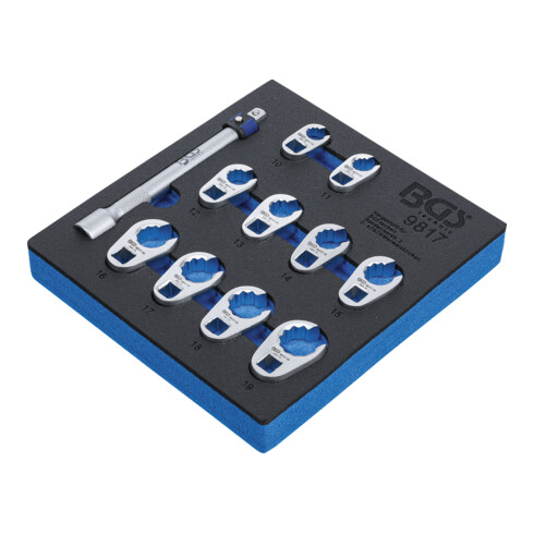 BGS Werkstattwageneinlage 1/6: Hahnenfußschlüssel-Satz 9817, SW 10 - 19 mm, 10 mm (3/8"), 11-tlg.