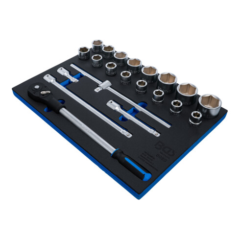 BGS Werkstattwageneinlage 3/3: Steckschlüssel-Satz 6080, Antrieb Innenvierkant 20 mm (3/4"), 21-tlg.