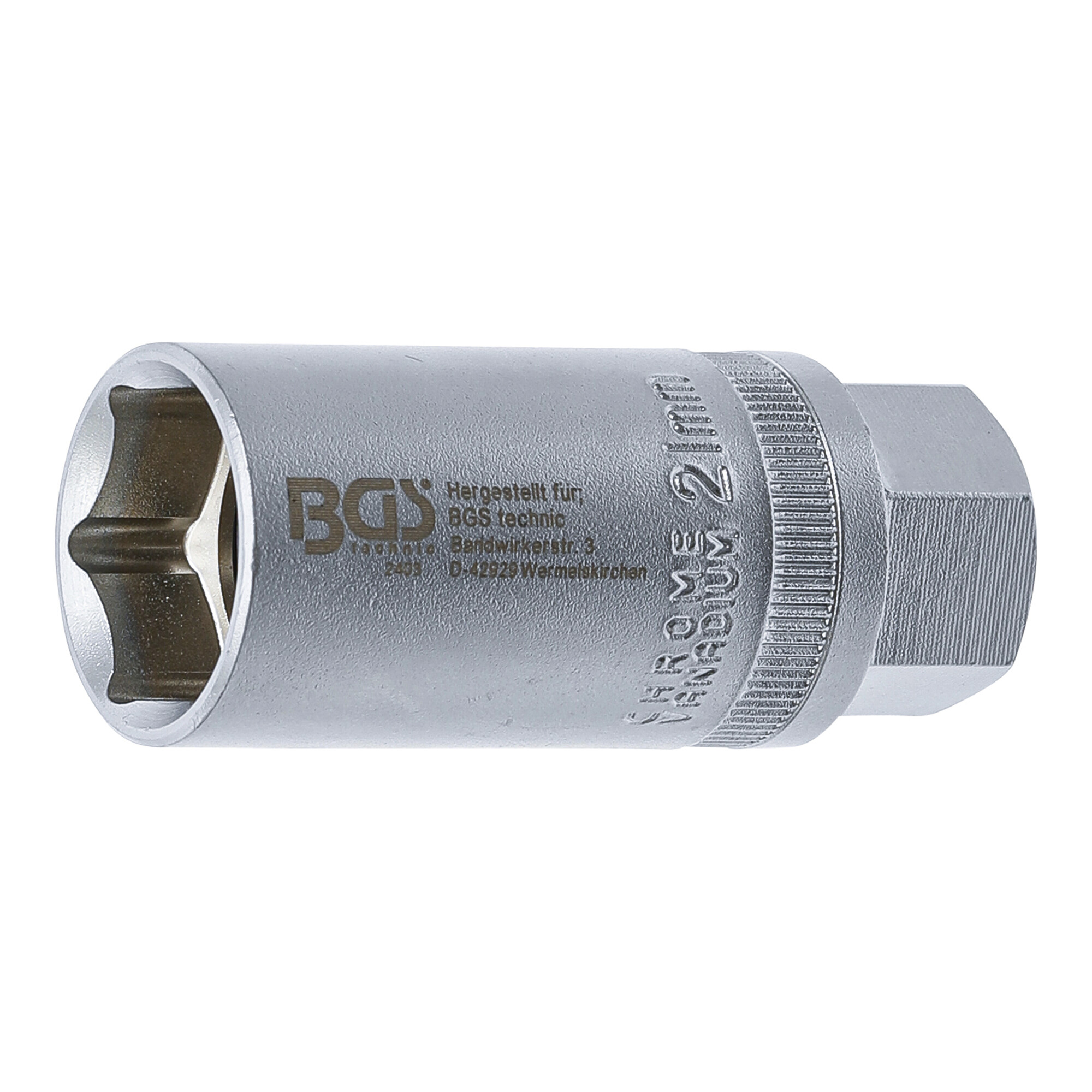 BGS Zündkerzen-Einsatz 2403 Sechskant Antrieb Innenvierkant 12,5 mm (1/2 Zoll) SW 21 mm ; BGS technic