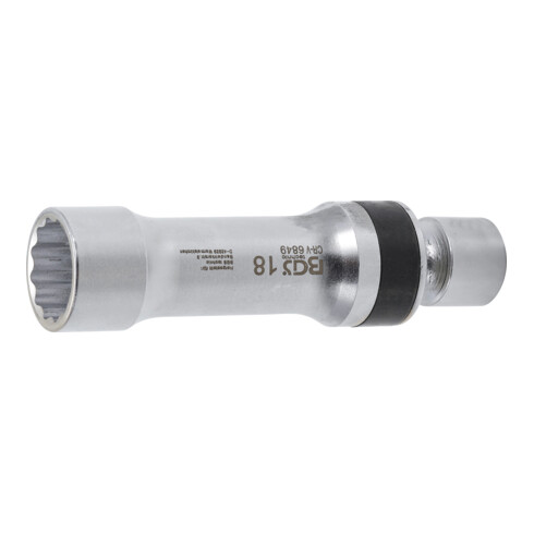 BGS Zündkerzen-Gelenkeinsatz Zwölfkant mit Haltefeder 6849, Antrieb Innenvierkant 10 mm (3/8"), SW 18 mm
