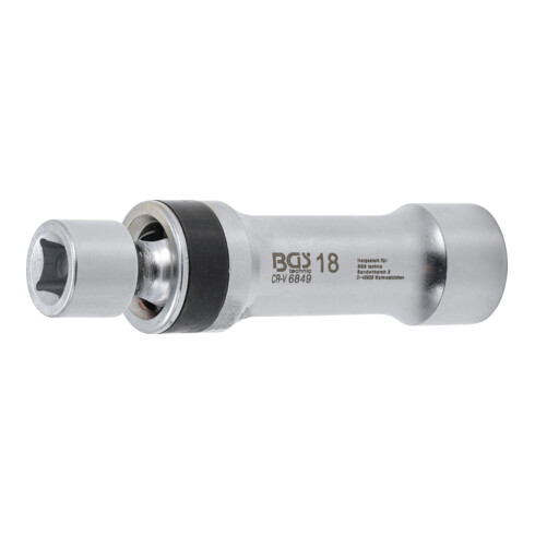 BGS Zündkerzen-Gelenkeinsatz Zwölfkant mit Haltefeder 6849, Antrieb Innenvierkant 10 mm (3/8"), SW 18 mm