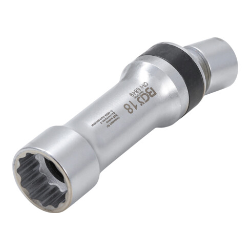 BGS Zündkerzen-Gelenkeinsatz Zwölfkant mit Haltefeder 6849, Antrieb Innenvierkant 10 mm (3/8"), SW 18 mm