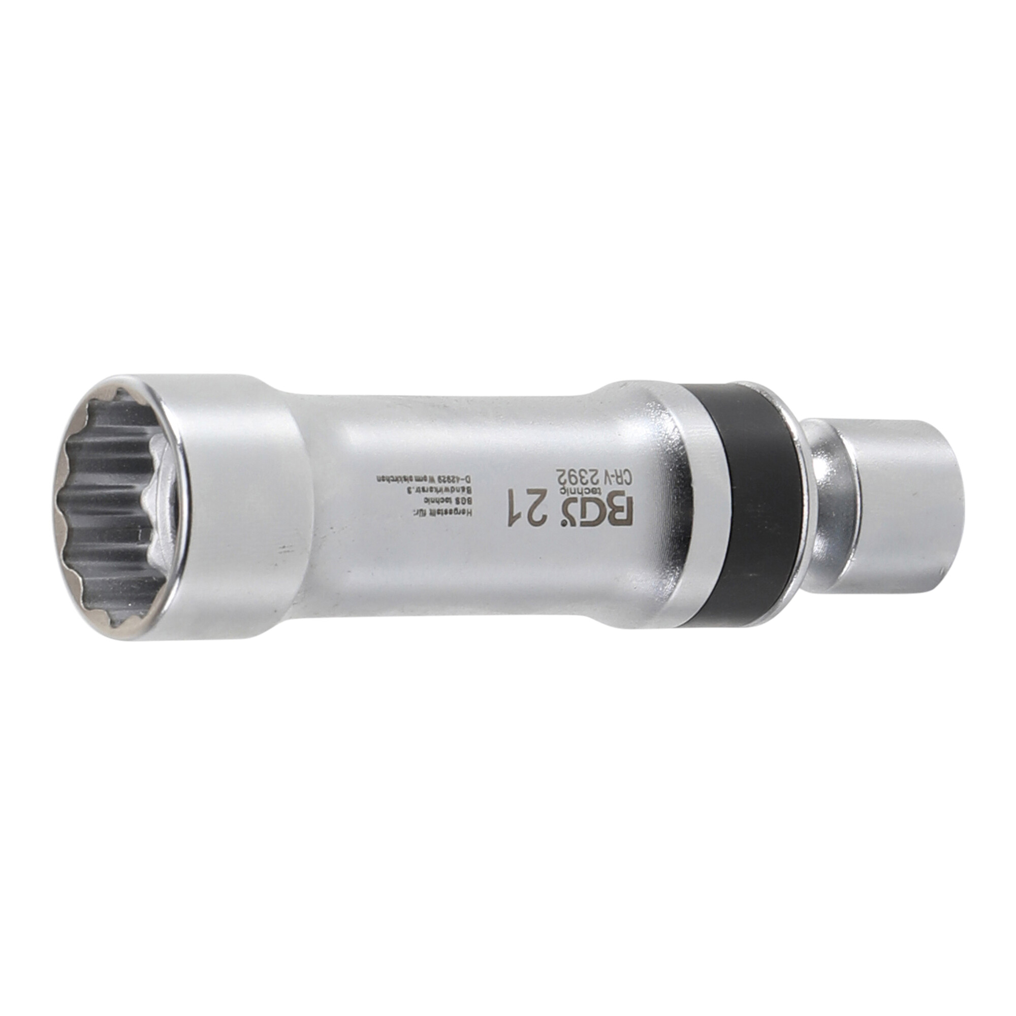 BGS Zündkerzen-Gelenkeinsatz Zwölfkant mit Haltefeder Antrieb Innenvierkant 10 mm (3/8 Zoll) SW 21 mm ; BGS technic