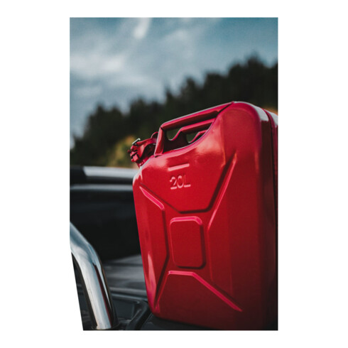 Bidon de carburant 20 l rouge feu RAL 3000 acier bleu