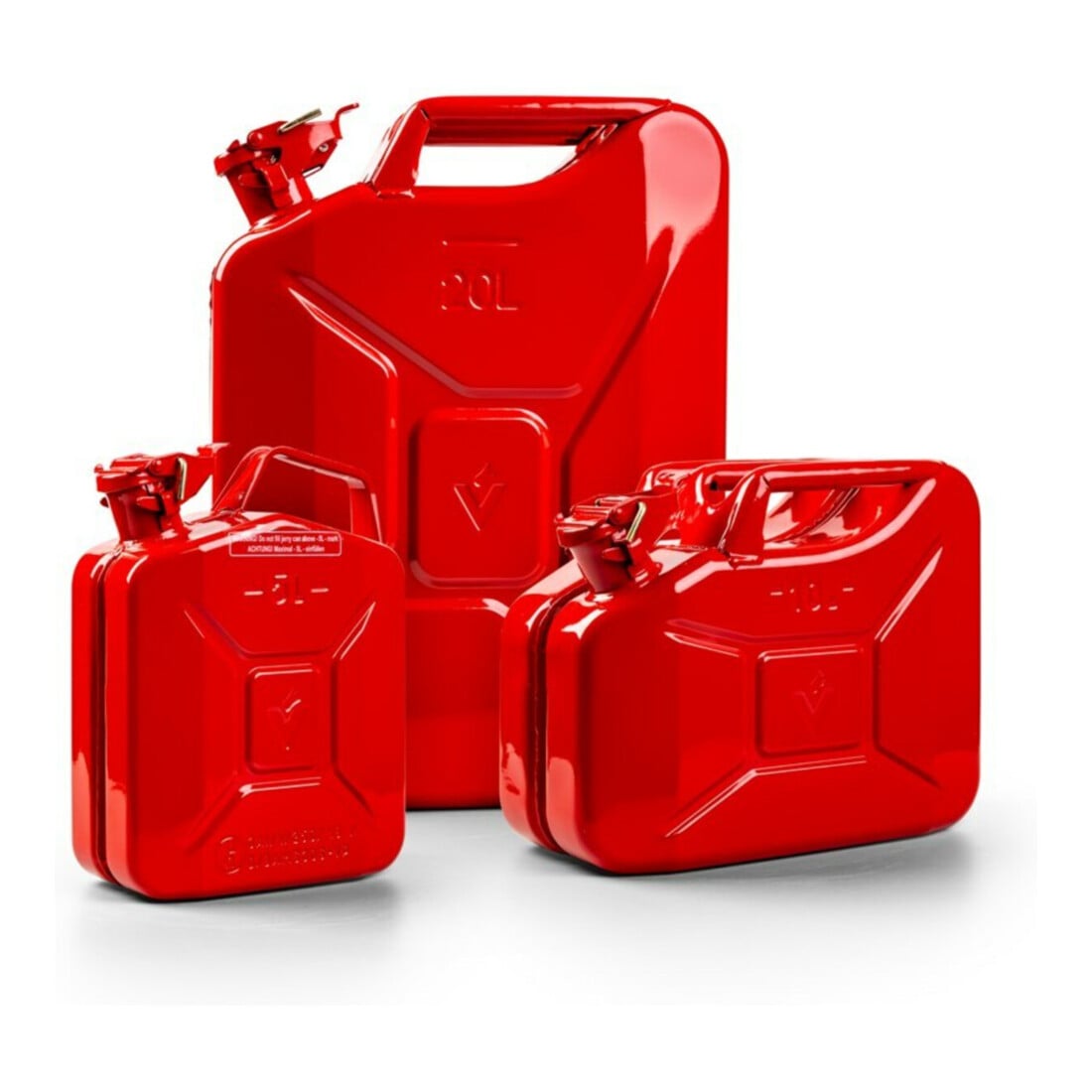 Bidon de carburant 20 l rouge feu RAL 3000 acier bleu