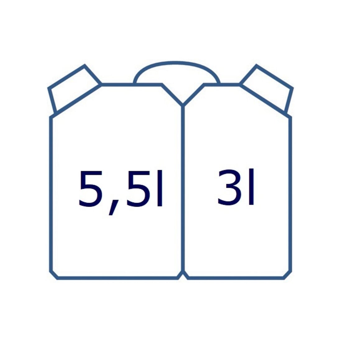 Bidon double p. carburant contenu 5,5 + 3 l L. 316 x l. 145 x H. 312 mm rouge