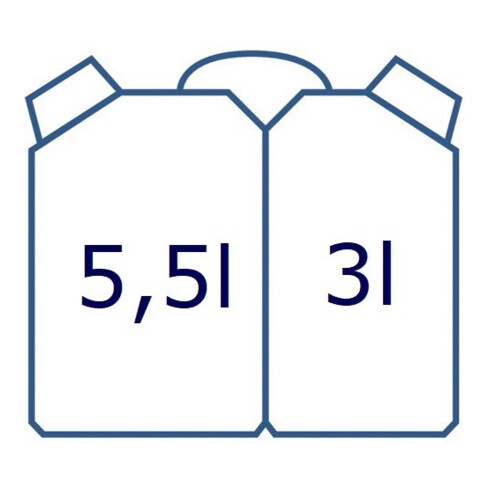 Bidon double p. carburant contenu 5,5 + 3 l L. 316 x l. 145 x H. 312 mm rouge