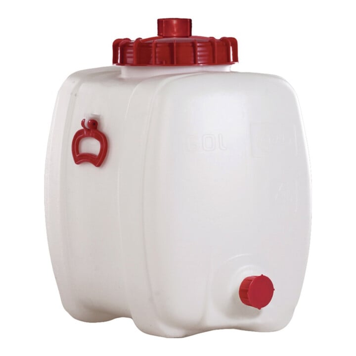 Bidon ovale 60 l polyéthylène blanc 2 poignées de transport D. ouv. de remplissa