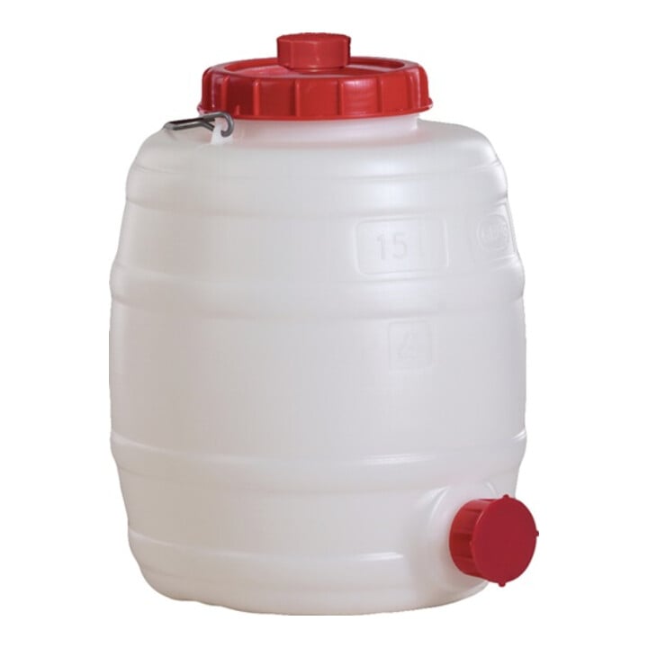 Bidon rond 15 l PE blanc 1 anse de transport D. ouv. de remplissage 120 mm GRAF