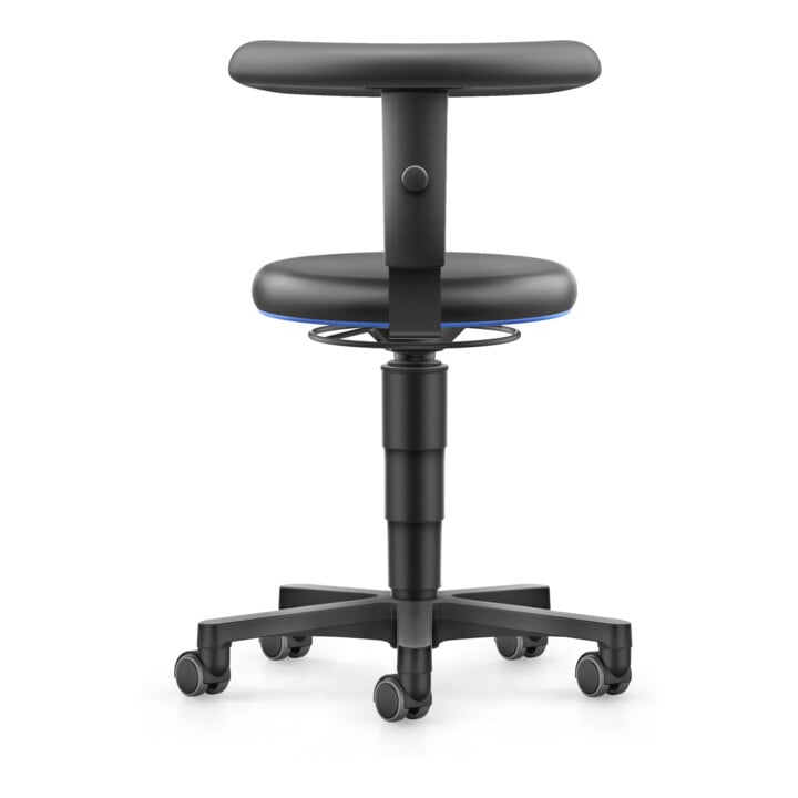 bimos Allround Hocker mit Rollen, Kunstleder schwarz, Sitzh.450-650 mm, Flex-Stütze