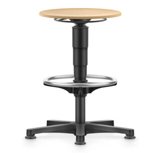 bimos Allround tabouret avec patins et repose-pieds, bois, hauteur d'assise 560-830 mm