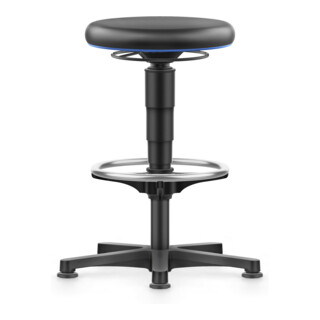 bimos Allround tabouret avec patins et repose-pieds, similicuir noir, hauteur d'assise 560-830 mm