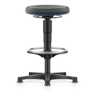 bimos Allround tabouret avec patins et repose-pieds, Supertec noir, hauteur d'assise 560-830 mm