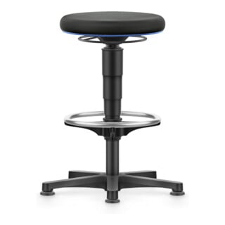 bimos Allround tabouret avec patins et repose-pieds, tissu noir, hauteur d'assise 560-830 mm