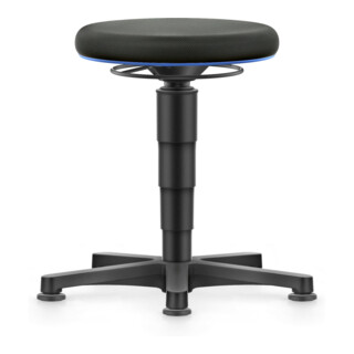 bimos Allround tabouret avec patins, tissu noir, hauteur d'assise 450-650 mm, anneau de couleur bleu