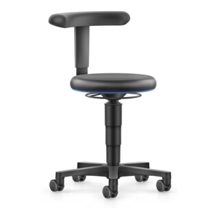 bimos Allround tabouret avec roulettes, similicuir noir, hauteur d'assise 450-650 mm, support Flex