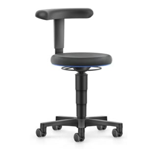 bimos Allround tabouret avec roulettes, Supertec noir, hauteur d'assise 450-650 mm, support Flex