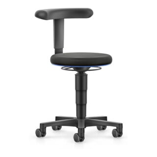 bimos Allround tabouret avec roulettes, tissu noir, hauteur d'assise 450-650 mm, support Flex