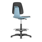 bimos Arbeitsdrehstuhl Labsit Bodengleiter+Fußring Sitzschale blau Integralschaum schw