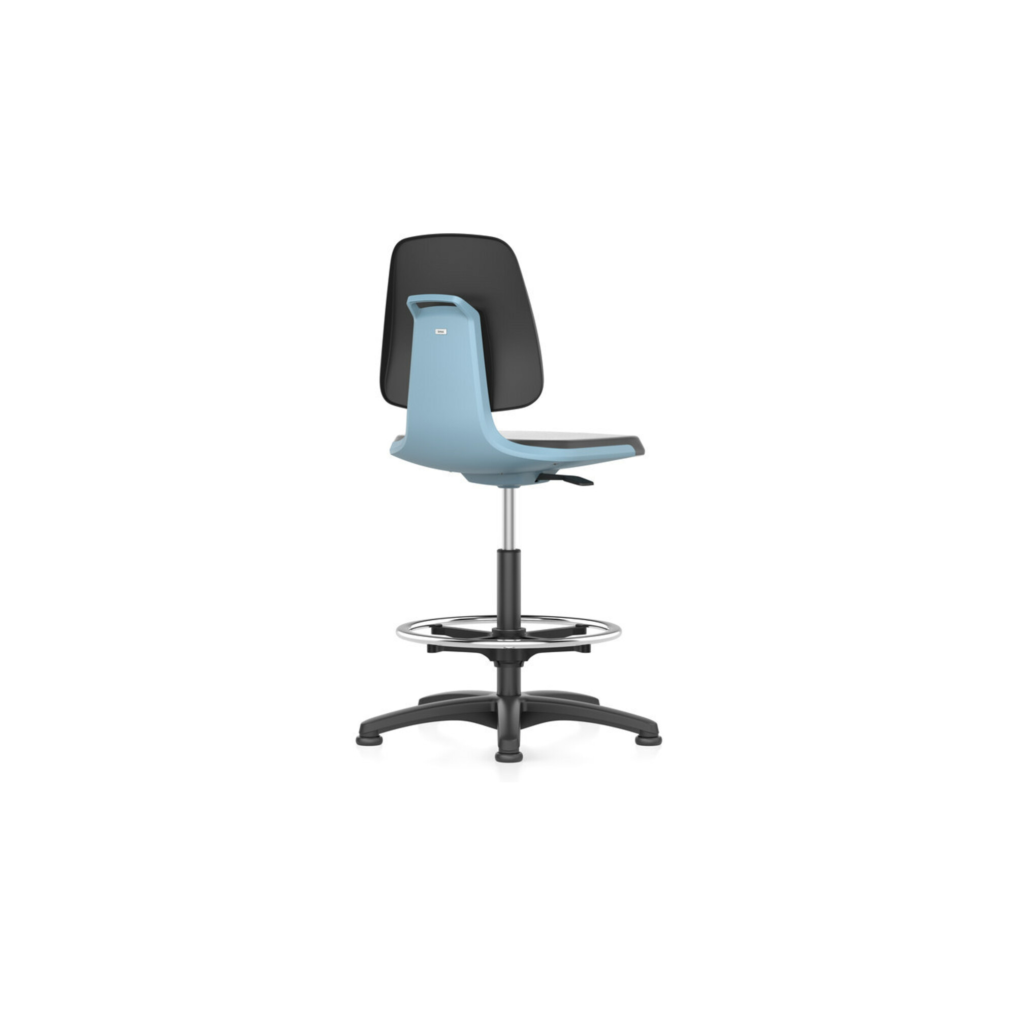 bimos Arbeitsdrehstuhl Labsit Bodengleiter+Fußring Sitzschale blau Integralschaum schw ; Interstuhl