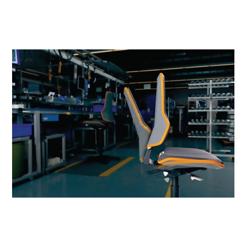 bimos Arbeitsdrehstuhl Neon m.Rollen orange Sitz-H450-620mm Permanentkontakt