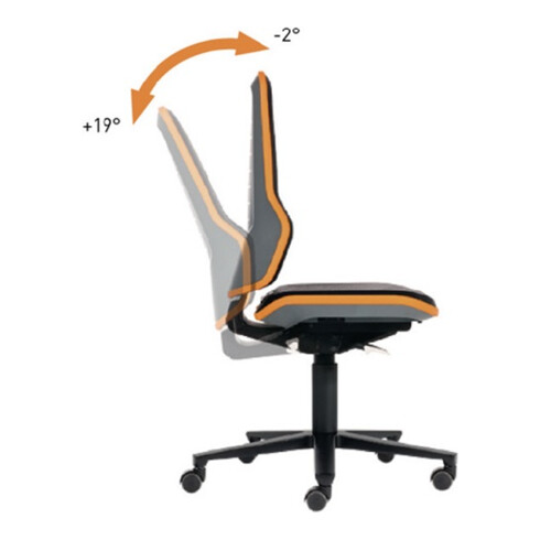 bimos Arbeitsdrehstuhl Neon m.Rollen orange Sitz-H450-620mm Permanentkontakt