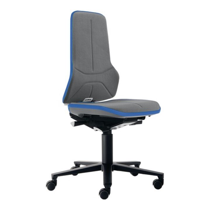 bimos Arbeitsdrehstuhl Neon Rollen Supertec-Gewebe grau blau 450-620mm