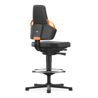 Bimos Arbeitsdrehstuhl Nexxit mit Fußring Skintec Sitzhöhe 570-820 mm orange