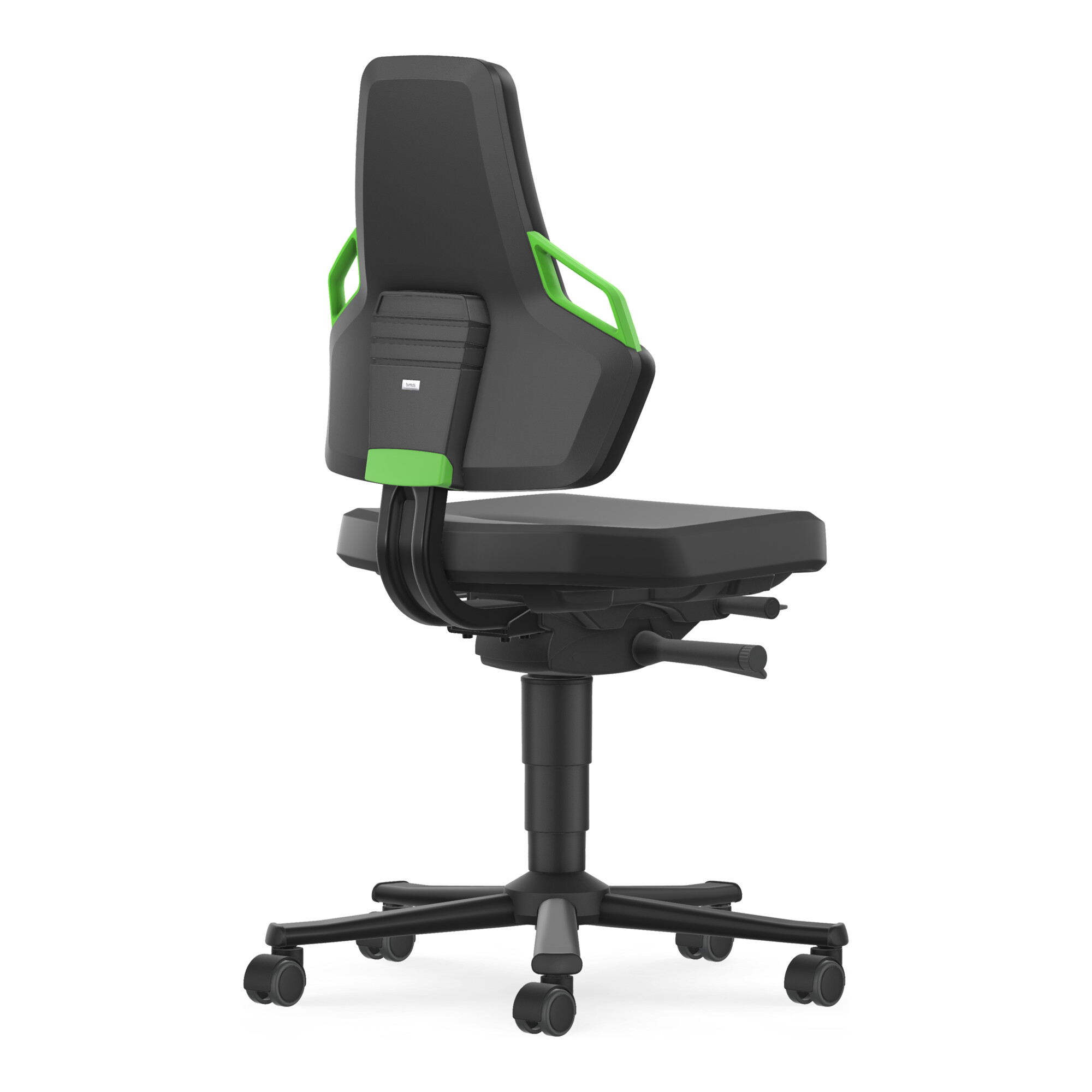 Bimos Arbeitsdrehstuhl Nexxit Skintec Rollen Griff grün Sitzhöhe 450-600 mm