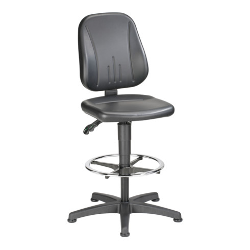bimos Arbeitsdrehstuhl Unitec mit Gleiter und Fußring und Kunstleder schwarz Sitzhöhe 580-850 mm