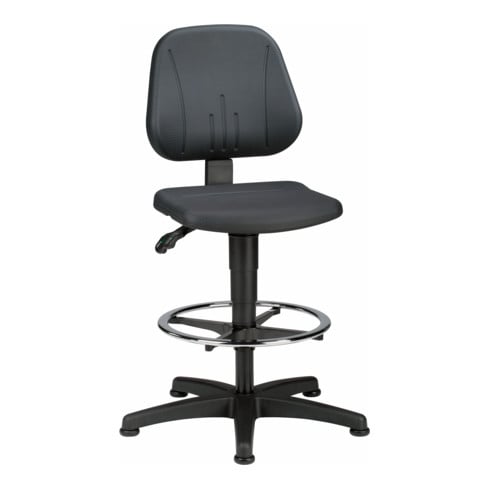bimos Arbeitsdrehstuhl Unitec mit Gleiter und Fußring und PU-Schaum schwarz Sitzhöhe 580-850 mm