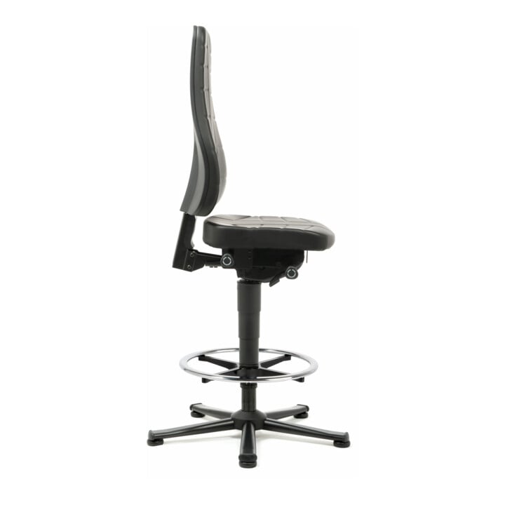 bimos Arbeitsstuhl All-In-One Highline mit Gleiter und Fußring und Kunstleder schwarz 570-830 mm