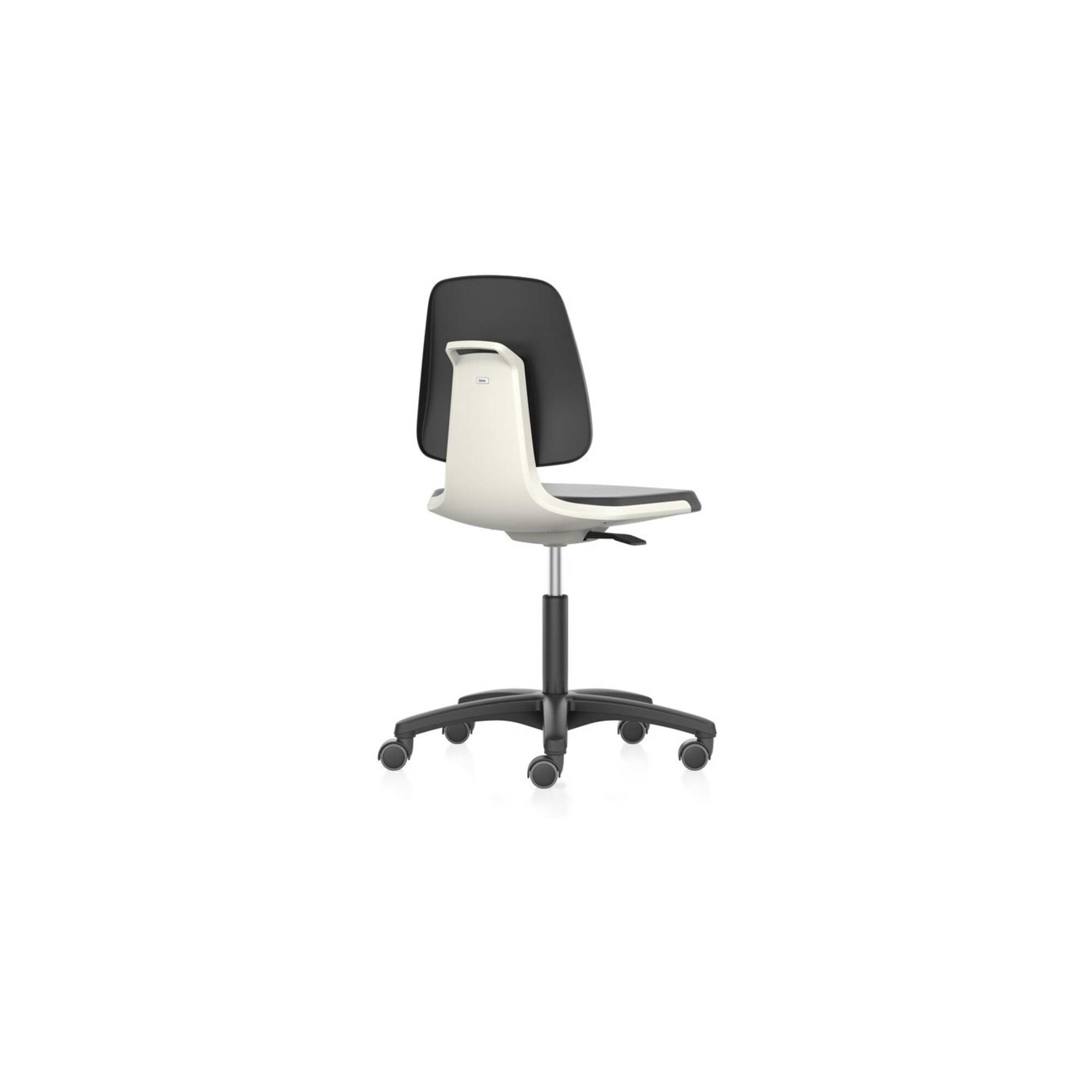 bimos Arbeitsstuhl Labsit 2, K-Leder weiß Sitzhöhe 450-650 mm mit Rollen